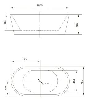 Акриловая ванна Art&Max 150x75см белый AM-203-1500-750